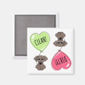 Aimant Chien chiot mignon avec ballon de coeur propre sal (Recto/Verso)