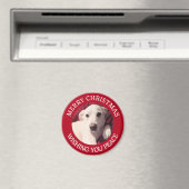 Aimant Chien chiot mignon Joyeux Noël Paix Rouge (In Situ (Lave-vaisselle))