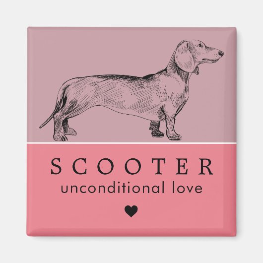 Aimant Chien Chiot Nom Personnalisé (Devant)