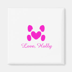 Aimant Chien coeur patte rose animal familier ajouter nom