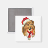 Aimant Chien Colley de Noël (Recto/Verso)