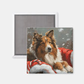 Aimant Chien Colley Rough Noël Fêtard (Recto/Verso)