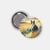 Aimant Chien coloré visage proche (Recto/Verso)