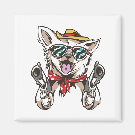 Aimant Chien Cowboy Drôle (Devant)