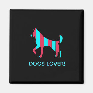 Aimant Chien - Cute Pet Pop Art, Bleu & Rouge Animal Abst