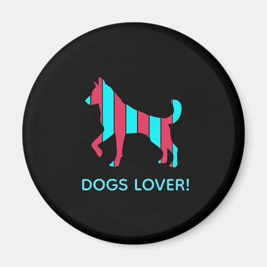 Aimant Chien - Cute Pet Pop Art, Bleu & Rouge Animal Abst (Devant)