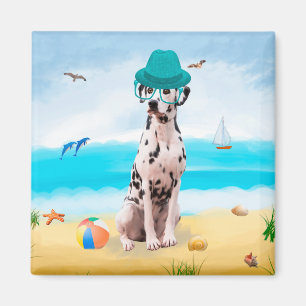 Aimant Chien dalmate sur la plage