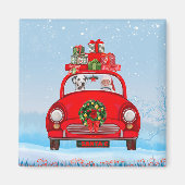 Aimant Chien Dalmatien En Voiture Avec Le Père Noël (Devant)