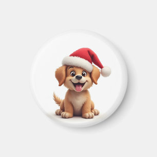 Aimant Chien dans le chapeau du Père Noël