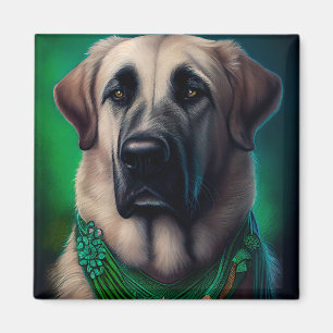 Aimant Chien de berger anatolien en tenue de la Saint-Pat