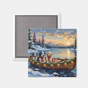 Aimant Chien de Berger Anglais Ancêtre Noël Bateau Fêtes