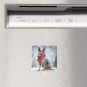 Aimant Chien de bétail australien à Noël de neige (In Situ (Lave-vaisselle))
