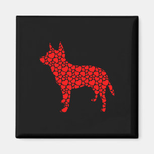 Aimant Chien de bétail australien mignon Silhouette Coeur