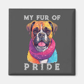 Aimant Chien de boxe Arc-en-ciel Drôle Ma fierté de fourr (Devant)