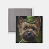Aimant Chien de Cairn Terrier en Robe de la Saint Patrick (Recto/Verso)