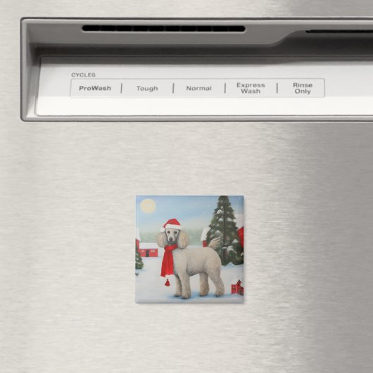 Aimant Chien de caniche à Noël de neige (In Situ (Lave-vaisselle))