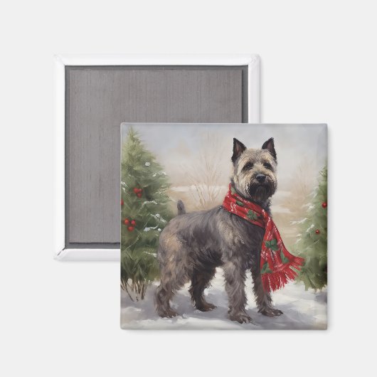 Aimant Chien de Chesapeake à Noël de neige (Recto/Verso)