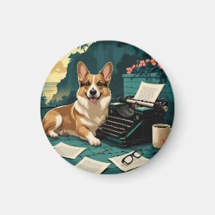 Aimant Chien de Corgi avec fourrure brillante et un gentl