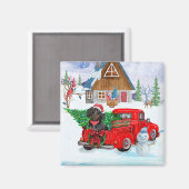 Aimant Chien de Dachshund en livraison de Noël Camion Nei (Recto/Verso)