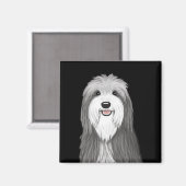 Aimant Chien de dessin de Collie à poils (Recto/Verso)