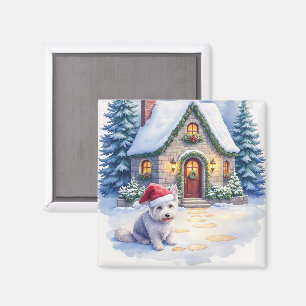 Aimant Chien de Glen of Imaal Chapeau de Père Noël Cottag