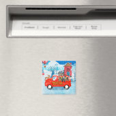 Aimant Chien de Hounds afghan dans la livraison de Noël C (In Situ (Lave-vaisselle))