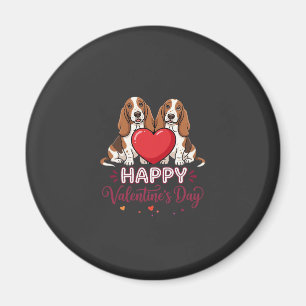 Aimant Chien de la Saint-Valentin Basset Hound Floral