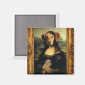 Aimant Chien de Mona Lisa - Golda Lisa - Portrait célèbre (Recto/Verso)