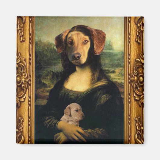 Aimant Chien de Mona Lisa - Golda Lisa - Portrait célèbre (Devant)