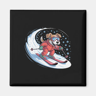 Aimant Chien de neige Chien de ski Mignon Sports d'hiver