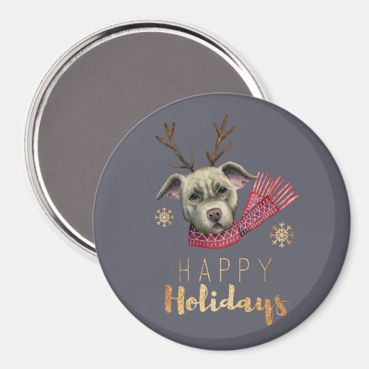 Aimant Chien de Noël avec Antlers (Recto/Verso)