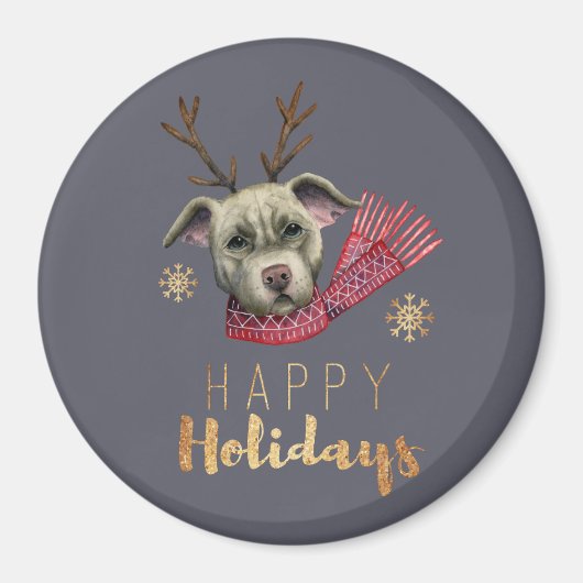 Aimant Chien de Noël avec Antlers (Devant)