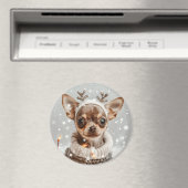 Aimant Chien de Noël Chihuahua Reindeer (In Situ (Lave-vaisselle))