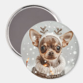 Aimant Chien de Noël Chihuahua Reindeer (Recto/Verso)