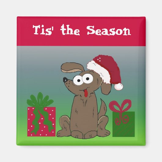 Aimant Chien de Noël drôle (Devant)