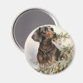 Aimant Chien de Noël Vintage (Recto/Verso)