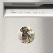 Aimant Chien de Noël Vintage (In Situ (Lave-vaisselle))