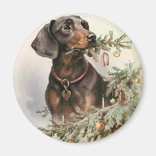 Aimant Chien de Noël Vintage