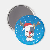 Aimant Chien de père Noël Reindeer (Recto/Verso)