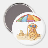 Aimant Chien de plage Golden Retriever (Recto/Verso)