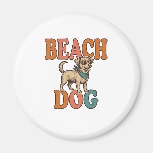 Aimant Chien de plage gravure vintage conception graphiqu