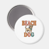 Aimant Chien de plage gravure vintage conception graphiqu (Recto/Verso)