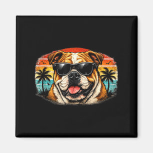 Aimant Chien de race bouledogue cool ambiance rétro couch