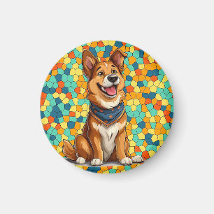 Aimant Chien de style dessin animé joyeux