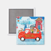 Aimant Chien de taureau anglais dans la livraison de Noël (Recto/Verso)