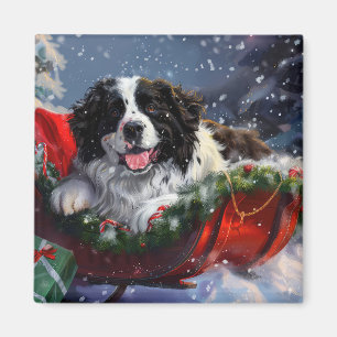 Aimant Chien de Terre-Neuve Noël Festif