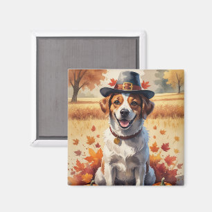 Aimant Chien d'eau portugais dans feuilles d'automne Acti