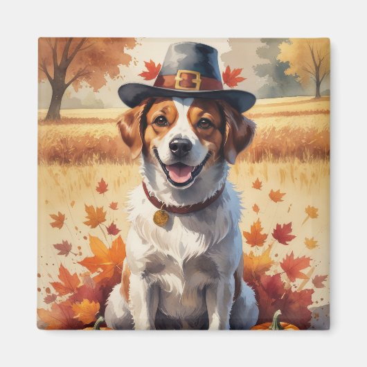 Aimant Chien D'Eau Portugais En Automne Quitte Thanksgivi (Devant)