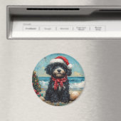 Aimant Chien d'eau portugais Noël Plage Vintage (In Situ (Lave-vaisselle))