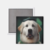 Aimant Chien des Pyrénées dans la robe de la Saint Patric (Recto/Verso)